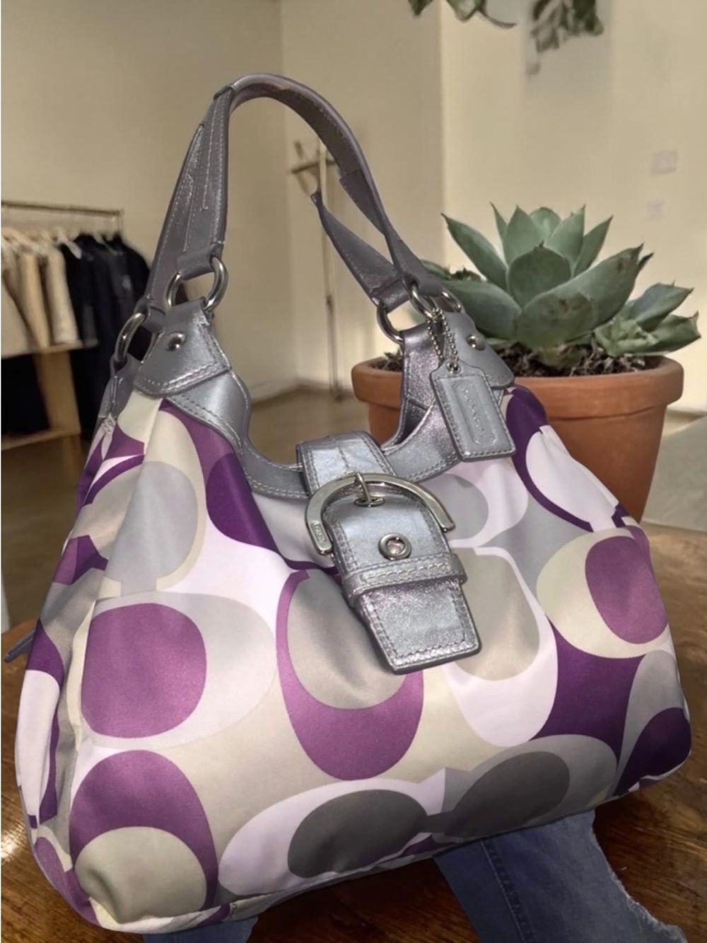 Coach Signature Soho Scarf Print Hobo Bag and its matching wallet - Picture 2 of 16